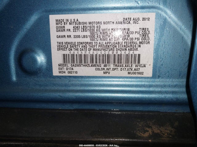 2013 MITSUBISHI OUTLANDER SPORT 4A4AR4AU4DE003424 Photo 8