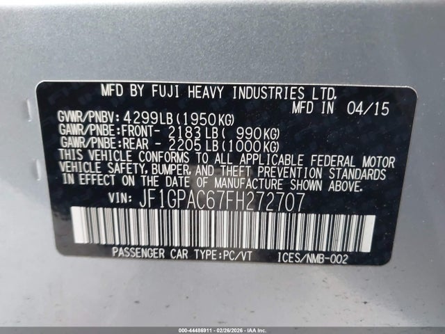 Subaru Impreza 2.0i Premium 2015 JF1GPAC67FH272707 Image 9