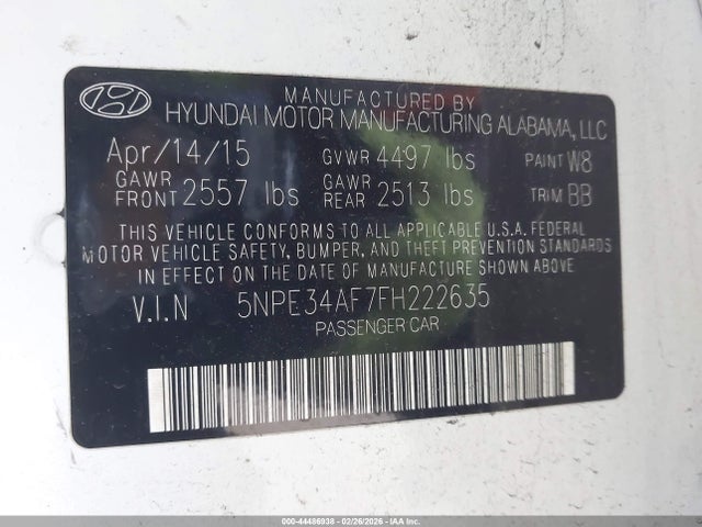 Hyundai Sonata Sport 2015 5NPE34AF7FH222635 Image 9