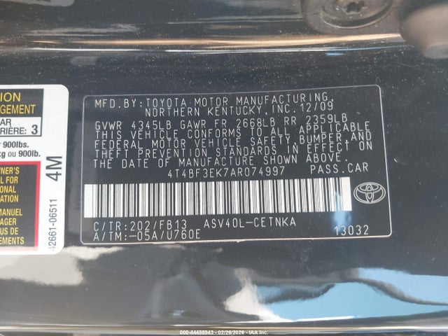 2010 TOYOTA CAMRY 4T4BF3EK7AR074997 Photo 8
