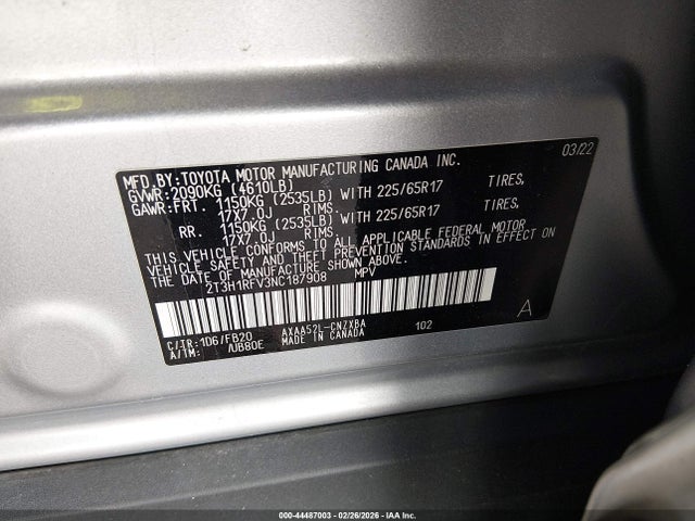 2022 TOYOTA RAV4 2T3H1RFV3NC187908 Photo 8