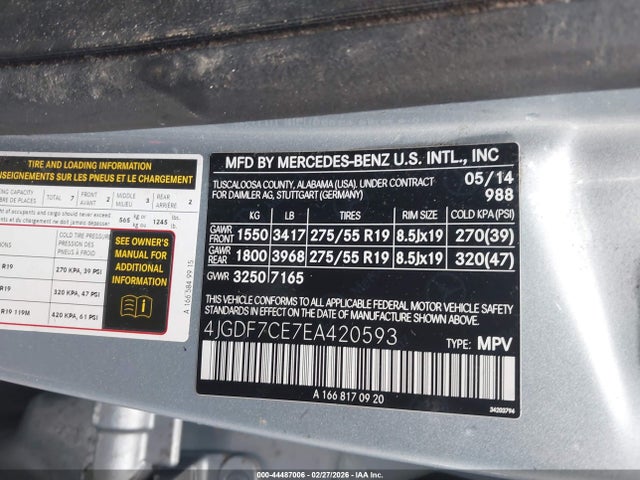 Aukcja sprzedaży 2014 Mercedes-benz Gl 450 4matic, vin: 4JGDF7CE7EA420593, numer aukcji: 44487006