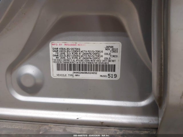 2011 MITSUBISHI OUTLANDER JA4AS2AW3BU024652 Photo 8