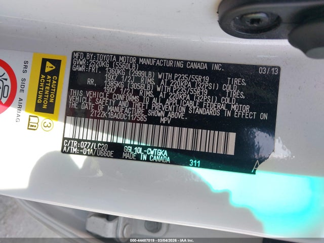 Aukcja sprzedaży 2013 Lexus Rx 350, vin: 2T2ZK1BA0DC117565, numer aukcji: 44487019