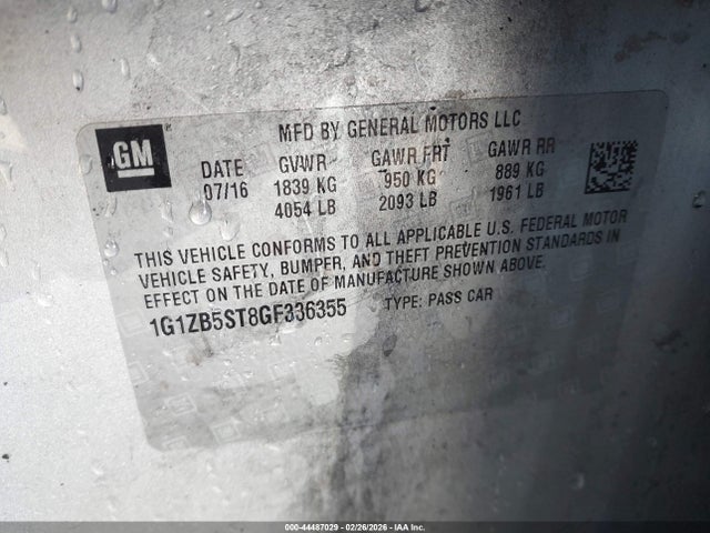 Chevrolet MALIBU LS 2016 1G1ZB5ST8GF336355 Image 9