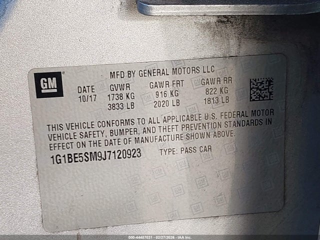 1G1BE5SM9J7120923 Chevrolet Cruze Lt Auto
