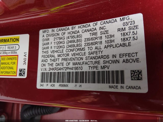 Honda Cr-v Ex-l Awd 2023 2HKRS4H72PH419510 Image 9