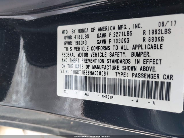 Honda Accord Lx-s 2017 1HGCT1B36HA009097 Image 9