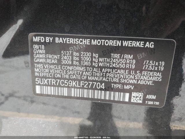 BMW X3 Sdrive30i 2019 5UXTR7C59KLF27704 Image 9
