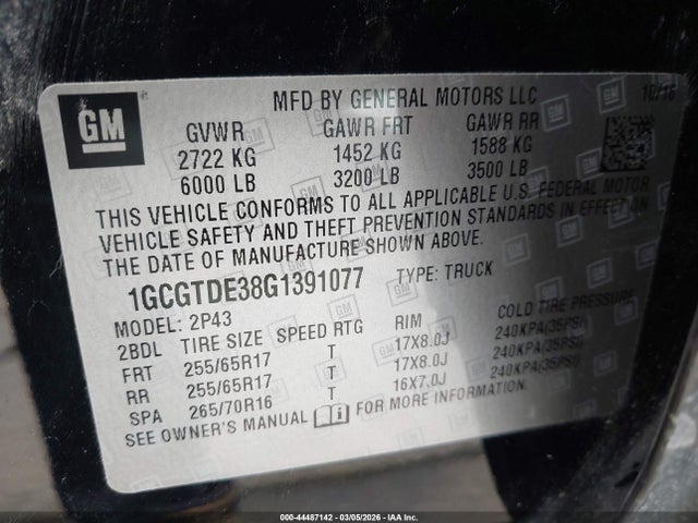 1GCGTDE38G1391077 Chevrolet Colorado Z71