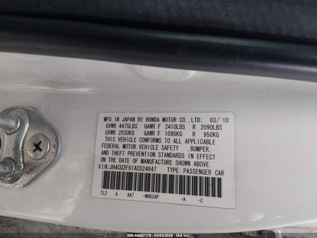 Aukcja sprzedaży 2010 Acura Tsx 2.4, vin: JH4CU2F61AC024847, numer aukcji: 44487179