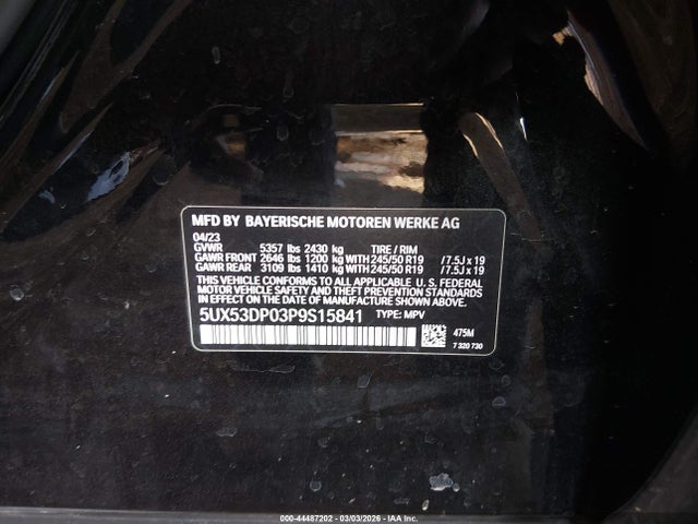 2023 BMW X3 5UX53DP03P9S15841 Photo 8