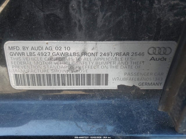 2010 AUDI A4 WAUBFAFL8AN051343 Photo 8