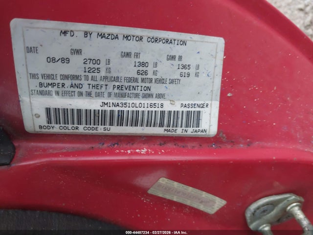 44487234 :رقم المزاد ، JM1NA3510L0116518 vin ، 1990 Mazda Mx-5 Miata مزاد بيع