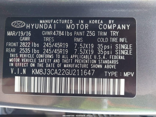 Hyundai Tucson Limited 2016 KM8J3CA22GU211647 Image 9
