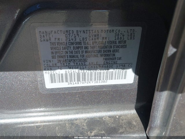 Nissan SENTRA S 2019 3N1AB7AP2KY385382 Image 9