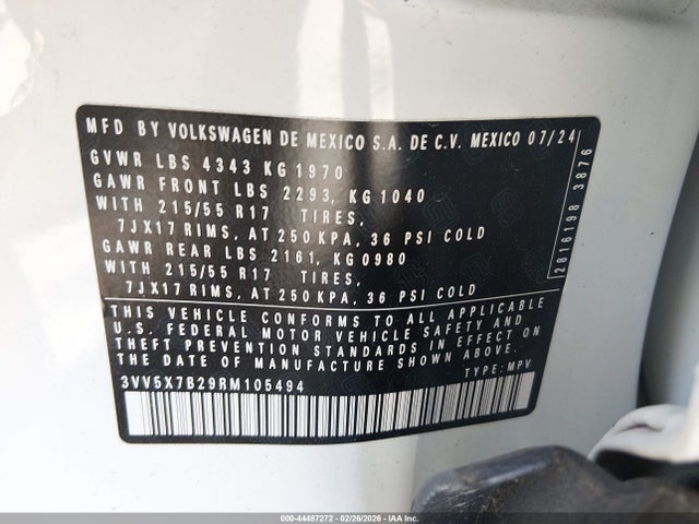 Продаж на аукціоні авто 2024 Volkswagen Taos 1.5t S, vin: 3VV5X7B29RM105494, номер лоту: 44487272