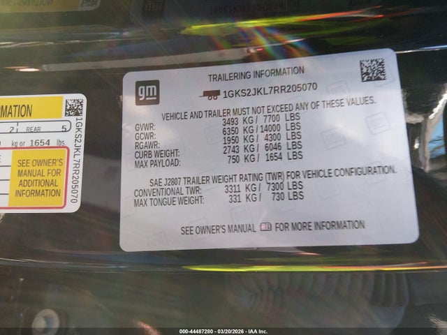 1GKS2JKL7RR205070 GMC Yukon Xl 4wd Denali