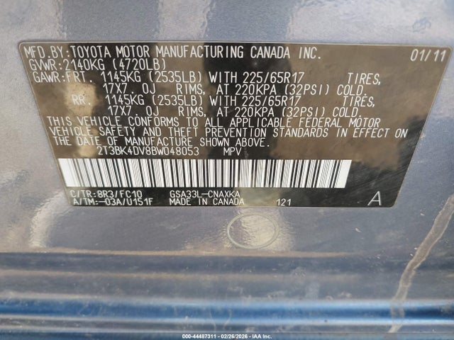 2011 TOYOTA RAV4 2T3BK4DV8BW048053 Photo 8