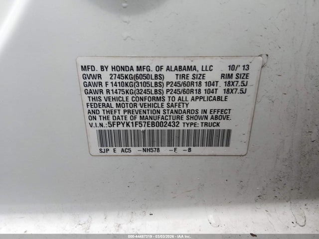 2014 HONDA RIDGELINE 5FPYK1F57EB002432 Photo 8