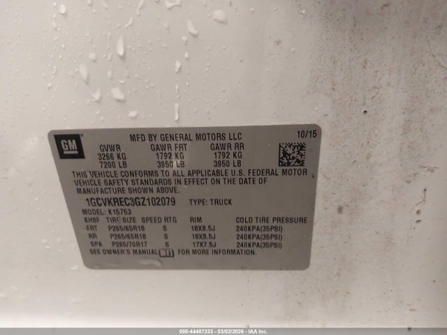 44487333 :رقم المزاد ، 1GCVKREC3GZ102079 vin ، 2016 Chevrolet Silverado 1500 1lt مزاد بيع