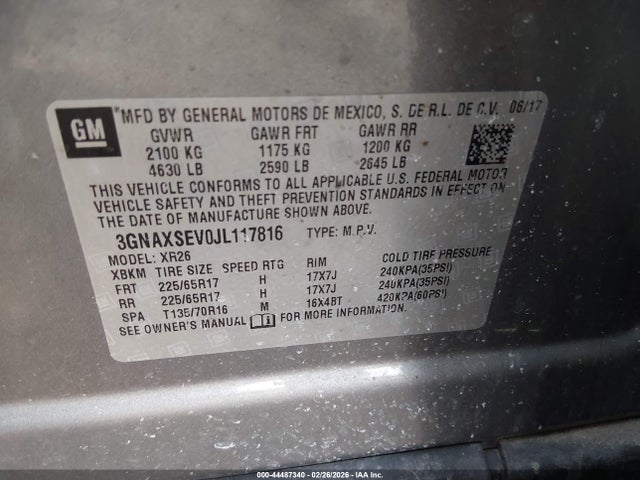 2018 CHEVROLET EQUINOX 3GNAXSEV0JL117816 Photo 8