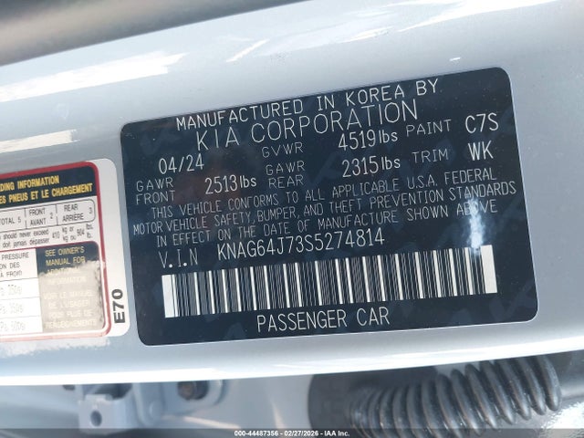 KNAG64J73S5274814 KIA K5 Gt-line