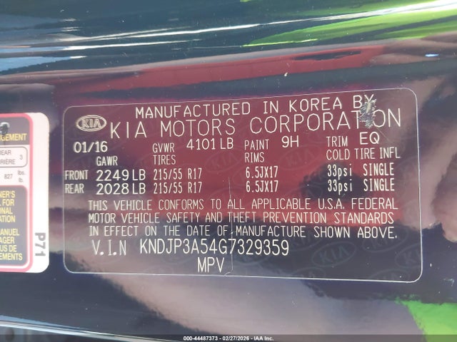 KIA SOUL + 2016 KNDJP3A54G7329359 Image 9