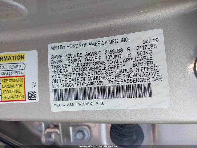 1HGCV1F1XKA084699 Honda ACCORD LX