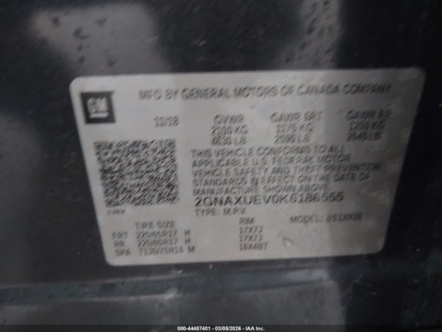 2GNAXUEV0K6186555 Chevrolet EQUINOX LT