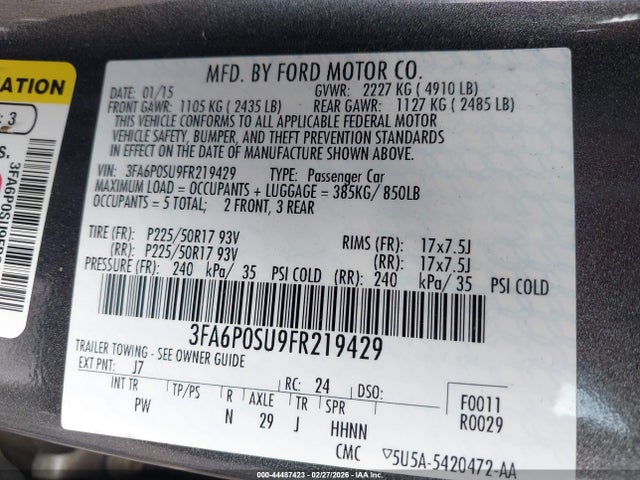 Ford Fusion Energi Titanium 2015 3FA6P0SU9FR219429 Image 9