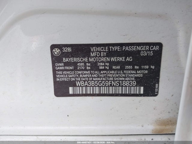 Продаж на аукціоні авто 2015 Bmw 328i Xdrive, vin: WBA3B5G59FNS18839, номер лоту: 44487431
