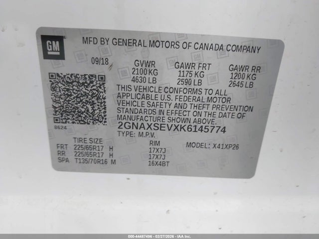 2019 CHEVROLET EQUINOX 2GNAXSEVXK6145774 Photo 8