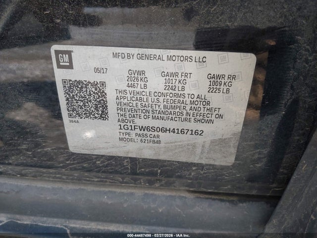 1G1FW6S06H4167162 Chevrolet BOLT EV LT