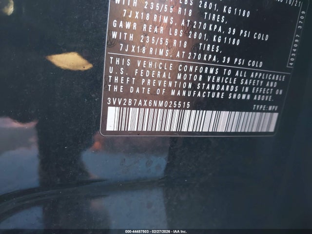 44487503 :رقم المزاد ، 3VV2B7AX6NM025515 vin ، 2022 Volkswagen Tiguan 2.0t Se مزاد بيع