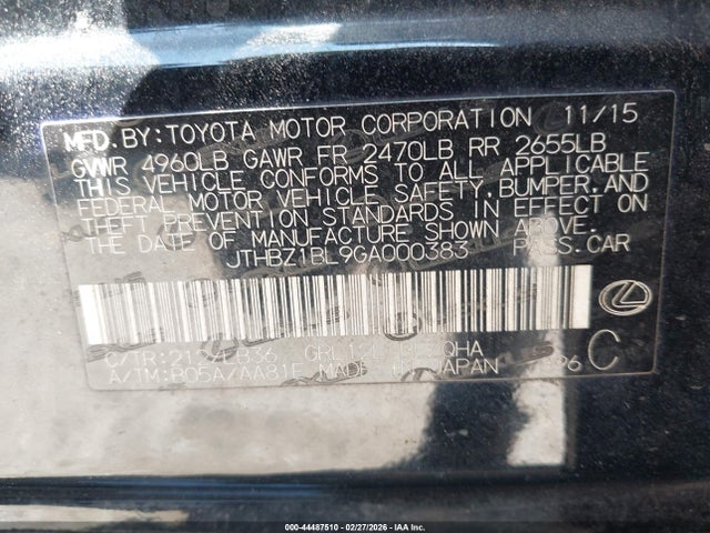 Продаж на аукціоні авто 2016 Lexus Gs 350 F Sport, vin: JTHBZ1BL9GA000383, номер лоту: 44487510