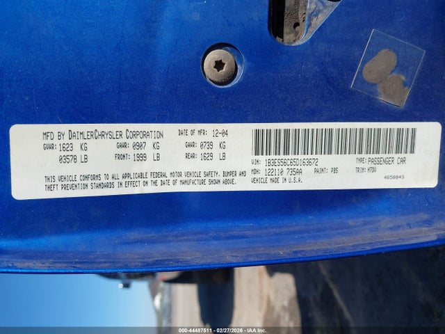 Aukcja sprzedaży 2005 Dodge Neon Sxt, vin: 1B3ES56C65D163672, numer aukcji: 44487511