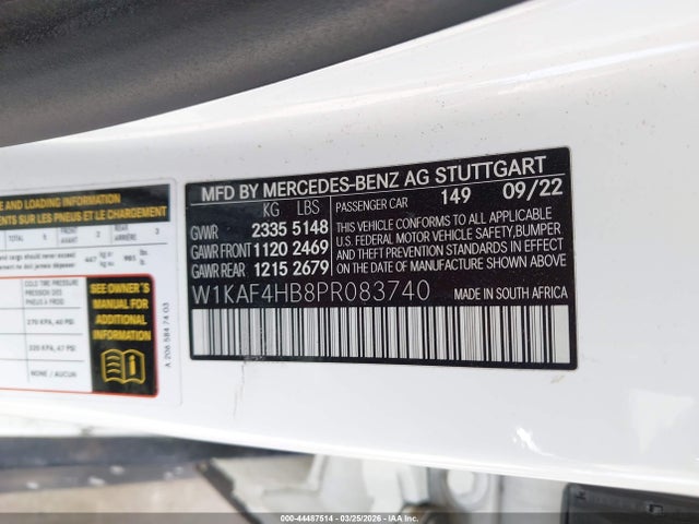 Продажа на аукционе авто 2023 Mercedes-benz C 300 4matic, vin: W1KAF4HB8PR083740, номер лота: 44487514