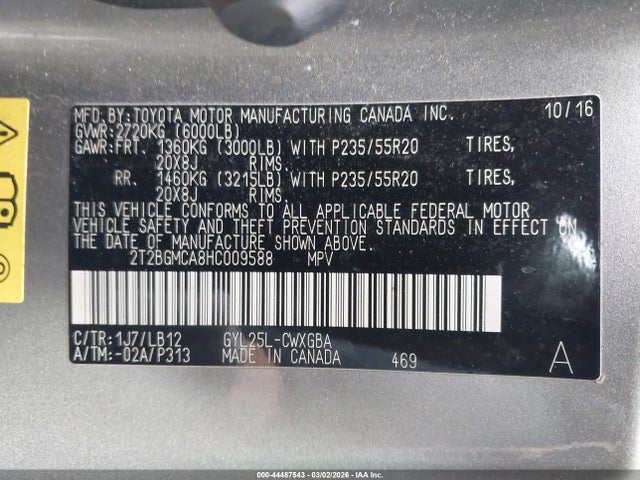 Продаж на аукціоні авто 2017 Lexus Rx 450h, vin: 2T2BGMCA8HC009588, номер лоту: 44487543