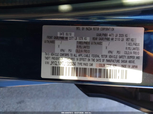 44487613 :رقم المزاد ، JM1GL1VM7J1320984 vin ، 2018 Mazda Mazda6 Touring مزاد بيع