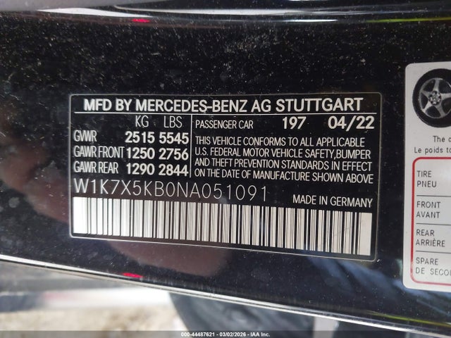 W1K7X5KB0NA051091 Mercedes-Benz Amg Gt 43 4-door Coupe