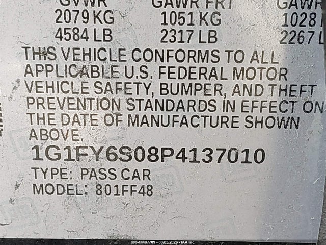 44487709 :رقم المزاد ، 1G1FY6S08P4137010 vin ، 2023 Chevrolet Bolt Euv Fwd Lt مزاد بيع