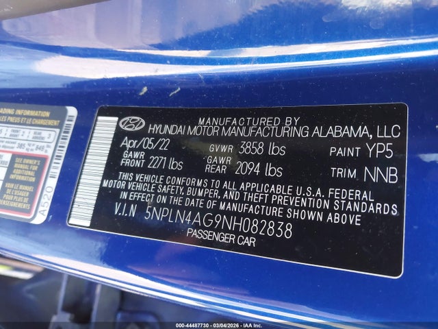 2022 HYUNDAI ELANTRA 5NPLN4AG9NH082838 Photo 8