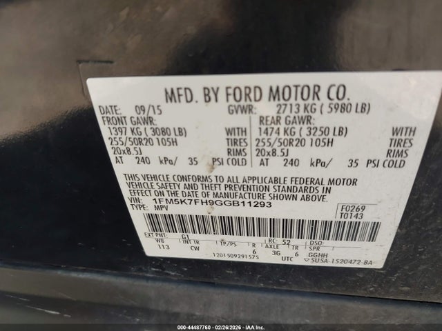 2016 FORD EXPLORER 1FM5K7FH9GGB11293 Photo 8