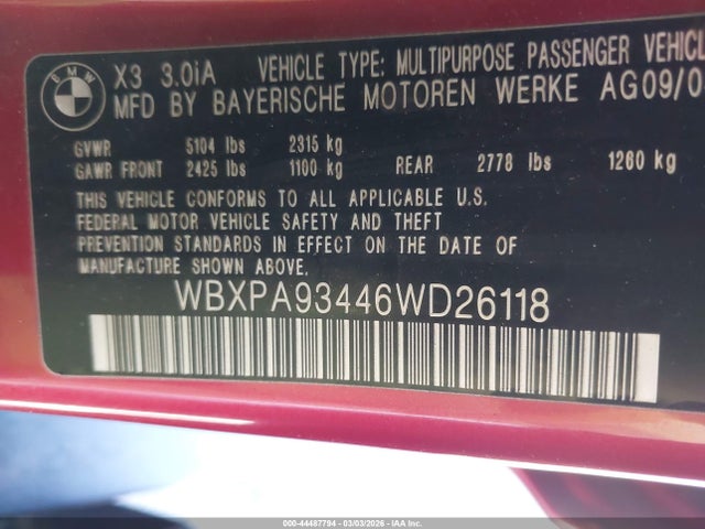 2006 BMW X3 WBXPA93446WD26118 Photo 8