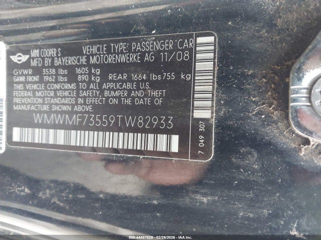 2009 MINI COOPER S WMWMF73559TW82933 Photo 8