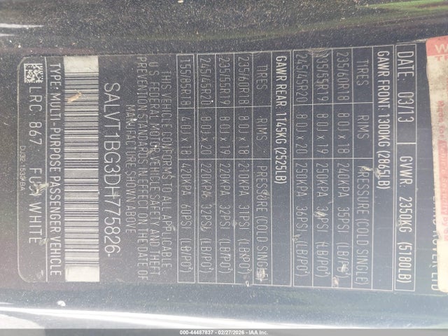 2013 LAND ROVER RANGE ROVER EVOQUE SALVT1BG3DH775826 Photo 8