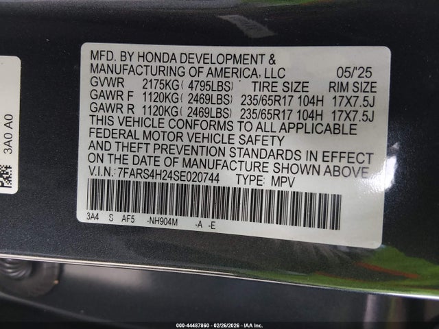 7FARS4H24SE020744 Honda Cr-v Lx Awd