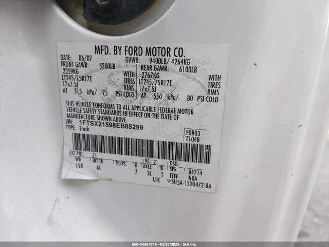 Aukcja sprzedaży 2008 Ford F-250, vin: 1FTSX21598EB85299, numer aukcji: 44487916