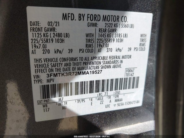 3FMTK3R72MMA19527 Ford Mustang Mach-e Premium